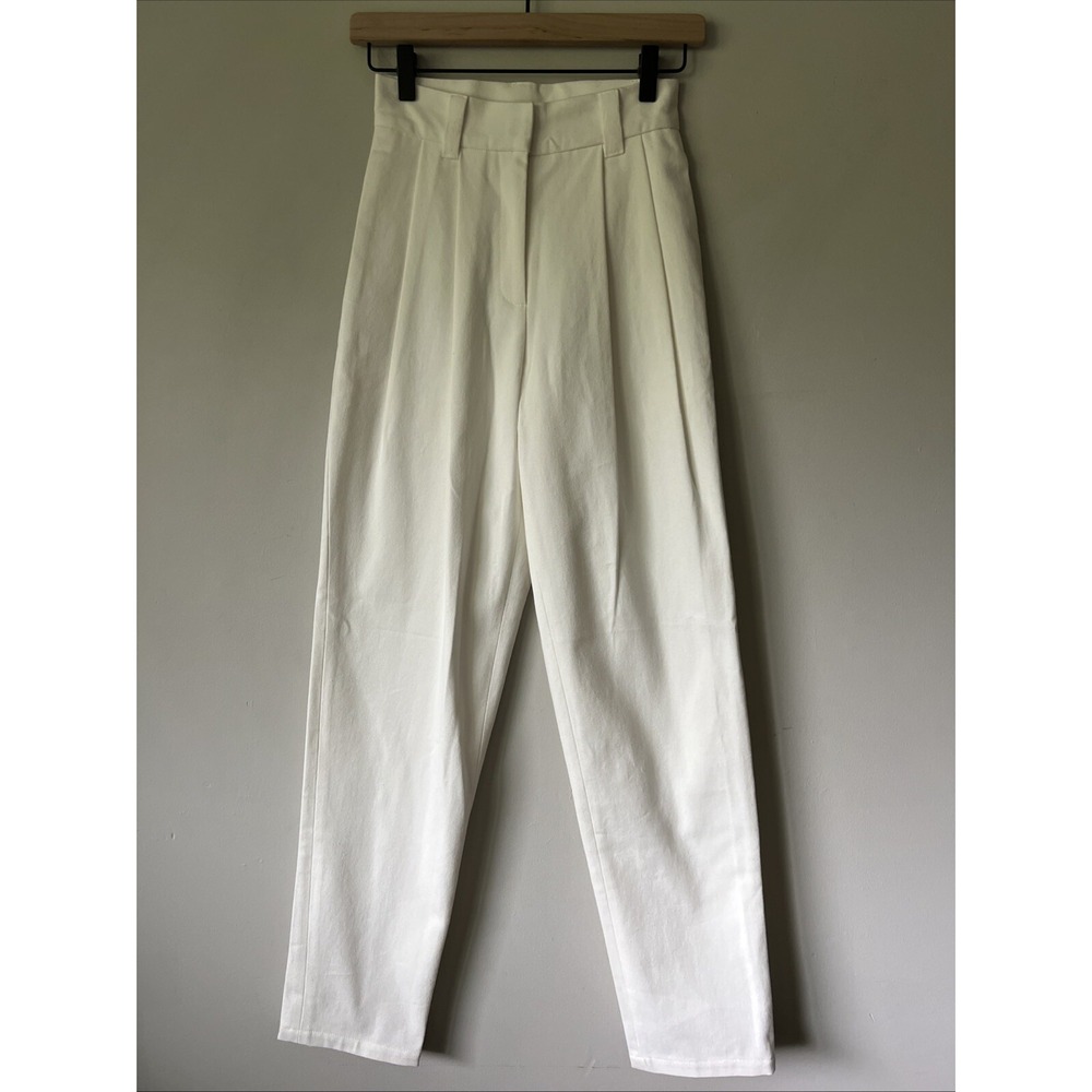 Uncle Studios Cotton Twill Pleated Trouser Pants Size XS NWT Ivory